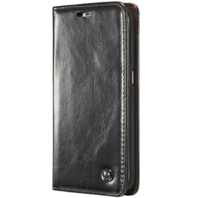 Samsung Galaxy S6 Edge (G925) „CaseMe“ solīds atvēramais ādas melns maciņš - maks / Vacins.lv