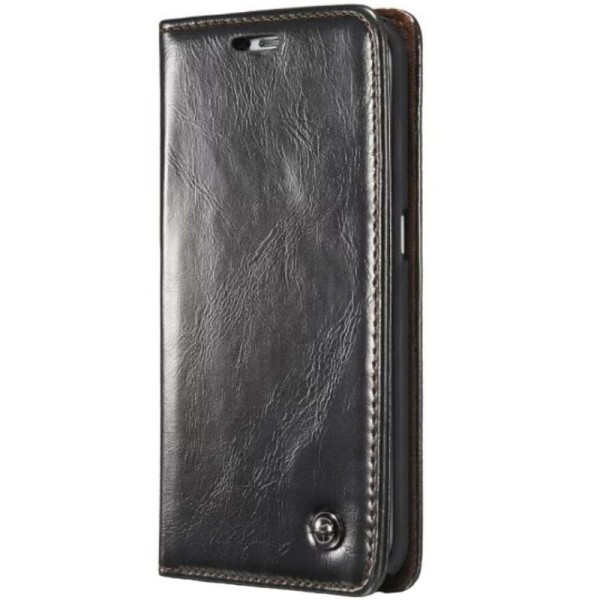 „CaseMe“ solīds atvēramais ādas maciņš - melns (Galaxy S6 Edge)