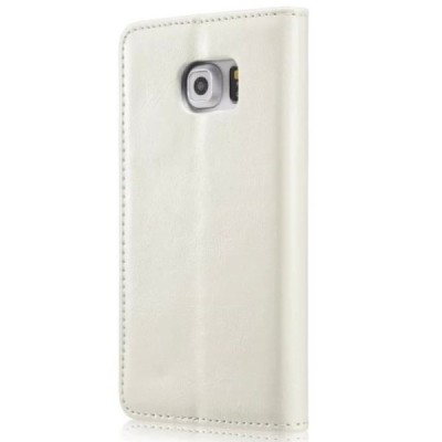 Samsung Galaxy S6 Edge (G925) „CaseMe“ solīds atvēramais ādas balts maciņš - maks / Vacins.lv