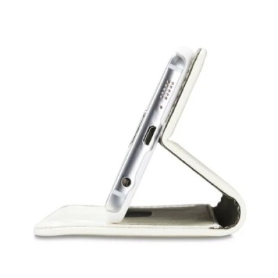 Samsung Galaxy S6 Edge (G925) „CaseMe“ solīds atvēramais ādas balts maciņš - maks / Vacins.lv