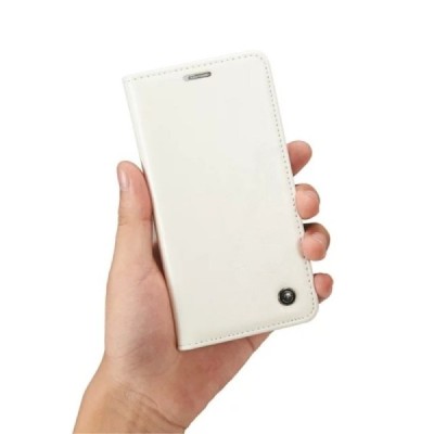 Samsung Galaxy S6 Edge (G925) „CaseMe“ solīds atvēramais ādas balts maciņš - maks / Vacins.lv