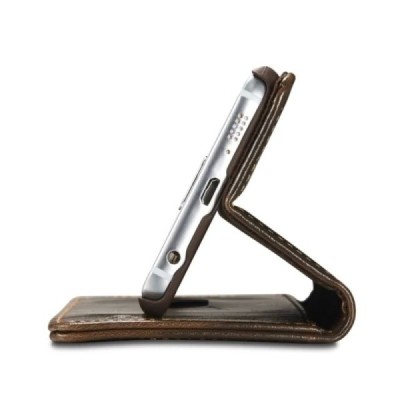 Samsung Galaxy S6 Edge (G925) „CaseMe“ solidus atverčiamas rudas odinis dėklas - knygutė / Priedai.lt