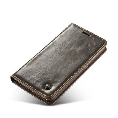 Samsung Galaxy S6 Edge (G925) „CaseMe“ solidus atverčiamas rudas odinis dėklas - knygutė / Priedai.lt