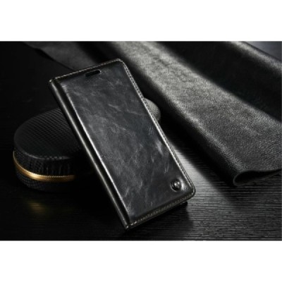 Samsung Galaxy S6 Edge+ Plus (G928) „CaseMe“ solidus atverčiamas juodas odinis dėklas - knygutė / Priedai.lt