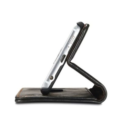 Samsung Galaxy S6 Edge+ Plus (G928) „CaseMe“ solidus atverčiamas juodas odinis dėklas - knygutė / Priedai.lt