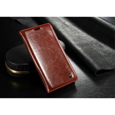 Samsung Galaxy S6 Edge+ Plus (G928) „CaseMe“ solīds atvēramais ādas sarkans maciņš - maks / Vacins.lv