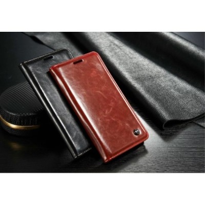 Samsung Galaxy S6 Edge+ Plus (G928) „CaseMe“ solīds atvēramais ādas sarkans maciņš - maks / Vacins.lv