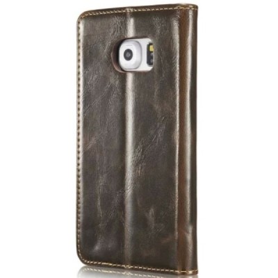 Samsung Galaxy S6 Edge+ Plus (G928) „CaseMe“ solidus atverčiamas rudas odinis dėklas - knygutė / Priedai.lt