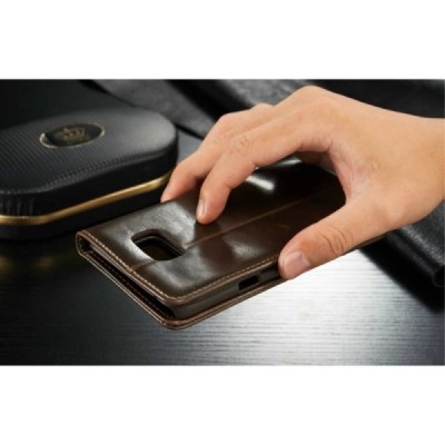 Samsung Galaxy S6 Edge+ Plus (G928) „CaseMe“ solidus atverčiamas rudas odinis dėklas - knygutė / Priedai.lt