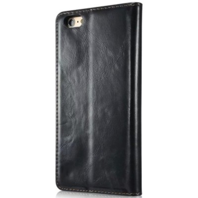 Apple iPhone 6 (6s) „CaseMe“ solīds atvēramais ādas melns maciņš - maks / Vacins.lv