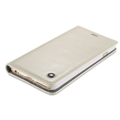 Apple iPhone 6 (6s) „CaseMe“ solidus atverčiamas baltas odinis dėklas - knygutė / Priedai.lt