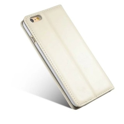 Apple iPhone 6 (6s) „CaseMe“ solidus atverčiamas baltas odinis dėklas - knygutė / Priedai.lt