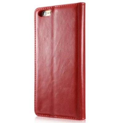 Apple iPhone 6 (6s) „CaseMe“ solidus atverčiamas raudonas odinis dėklas - knygutė / Priedai.lt
