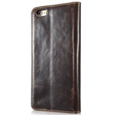 Apple iPhone 6 (6s) „CaseMe“ solidus atverčiamas rudas odinis dėklas - knygutė / Priedai.lt