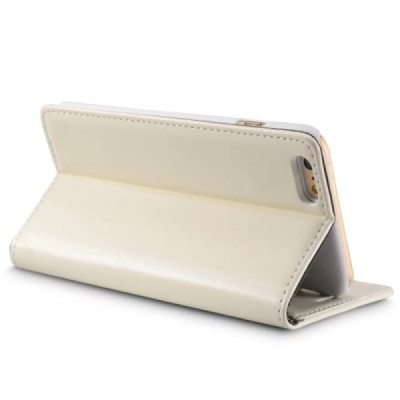 Apple iPhone 6 Plus / 6s Plus „CaseMe“ solidus atverčiamas baltas odinis dėklas - knygutė / Priedai.lt