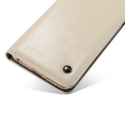 Apple iPhone 6 Plus / 6s Plus „CaseMe“ solidus atverčiamas baltas odinis dėklas - knygutė / Priedai.lt