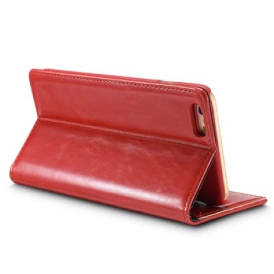 Apple iPhone 6 Plus / 6s Plus „CaseMe“ solidus atverčiamas raudonas odinis dėklas - knygutė / Priedai.lt