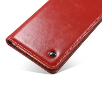 Apple iPhone 6 Plus / 6s Plus „CaseMe“ solidus atverčiamas raudonas odinis dėklas - knygutė / Priedai.lt