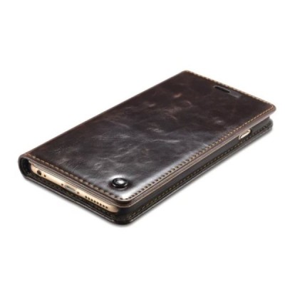 Apple iPhone 6 Plus / 6s Plus „CaseMe“ solidus atverčiamas rudas odinis dėklas - knygutė / Priedai.lt