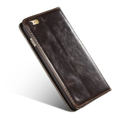 Apple iPhone 6 Plus / 6s Plus „CaseMe“ solidus atverčiamas rudas odinis dėklas - knygutė / Priedai.lt