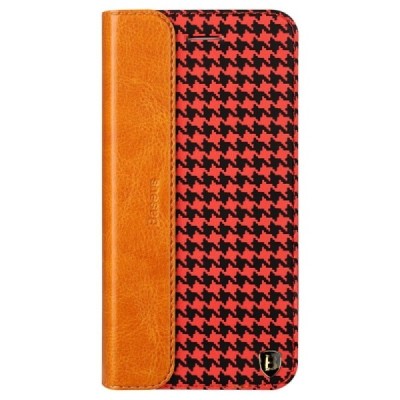 Apple iPhone 6 Plus / 6s Plus „Baseus“ Collocation solidus atverčiamas odinis raštuotas dėklas - knygutė (piniginė) - raudonas, 