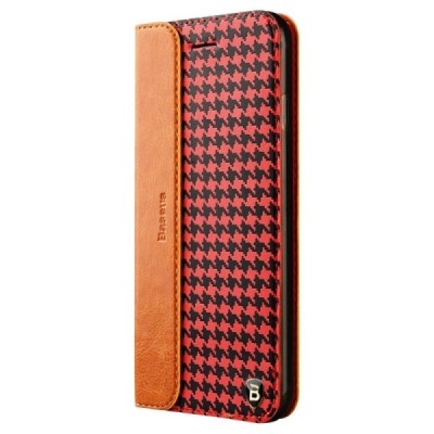 Apple iPhone 6 Plus / 6s Plus „Baseus“ Collocation solīds atvēramais ādas rakstains maciņš (maks) - sarkans, melns / Vacins.lv