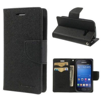 Samsung Galaxy Trend Lite (S7390) Mercury atvērams melns maciņš (maks) / Vacins.lv