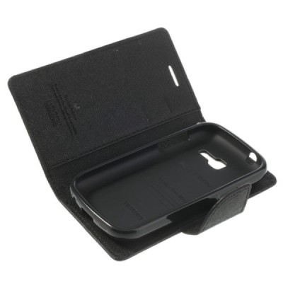 Samsung Galaxy Trend Lite (S7390) Mercury atvērams melns maciņš (maks) / Vacins.lv