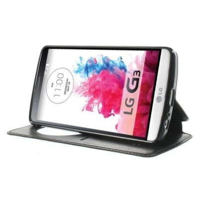 Roar Noble atverčiamas LG G3 D855 (D850, D851) juodas odinis dėklas / Priedai.lt