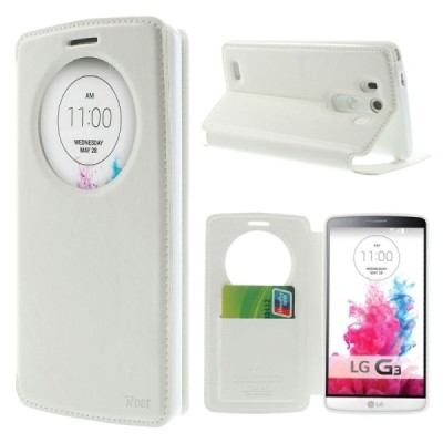 Roar Noble atverčiamas LG G3 D855 (D850, D851) baltas odinis dėklas / Priedai.lt