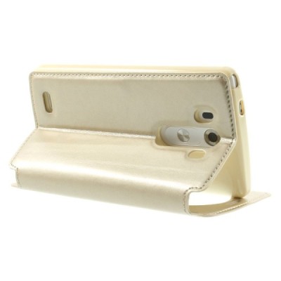 LG G3 D855 (D850, D851) Roar Noble ādas atvēramais zelta maciņš / Vacins.lv