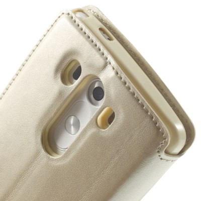 LG G3 D855 (D850, D851) Roar Noble ādas atvēramais zelta maciņš / Vacins.lv