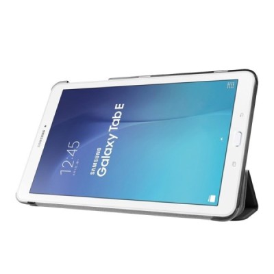 Samsung Galaxy Tab E 9,6 (T560) atverčiamas juodas odinis dėklas - knygutė (sulankstomas) / Priedai.lt