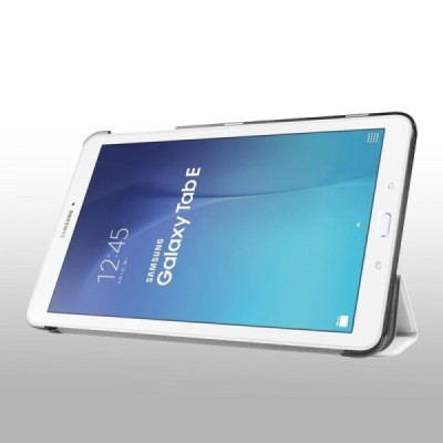 Samsung Galaxy Tab E 9,6 (T560) atverčiamas baltas odinis dėklas - knygutė (sulankstomas) / Priedai.lt