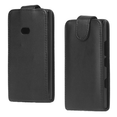 Nokia Lumia 900 klasisks ādas vertikāli atvēramais melns futrālis / Vacins.lv