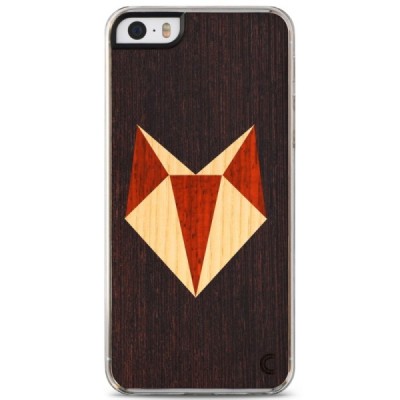 Apple iPhone SE (5, 5s) „Crafted Cover“ Lapė natūralaus medžio dėklas (tamsus medis) / Priedai.lt