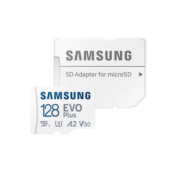 „Samsung“ Evo Plus MicroSD atminties kortelė - 128 Gb (10 Klasė) + SD adapteris