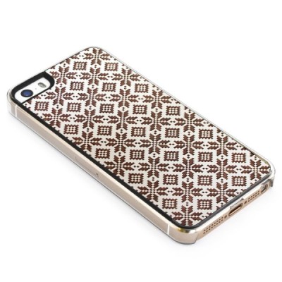 Apple iPhone SE (5, 5s) „Crafted Cover“ Etno II natūralaus medžio dėklas (tamsus medis) / Priedai.lt