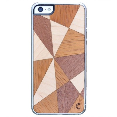 Apple iPhone SE (5, 5s) „Crafted Cover“ Mozaika II natūralaus medžio dėklas (šviesus medis) / Priedai.lt