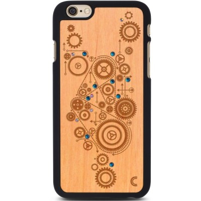 Apple iPhone 6 (6s) „Crafted Cover“ Mechanizmas su kristalais natūralaus medžio dėklas (šviesus medis) / Priedai.lt