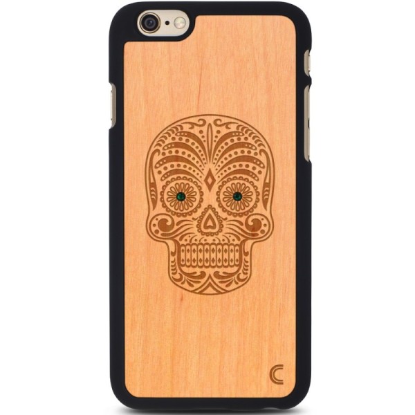 „Crafted Cover“ natūralaus medžio dėklas - Kaukolė su kristalais (iPhone 6 / 6s)