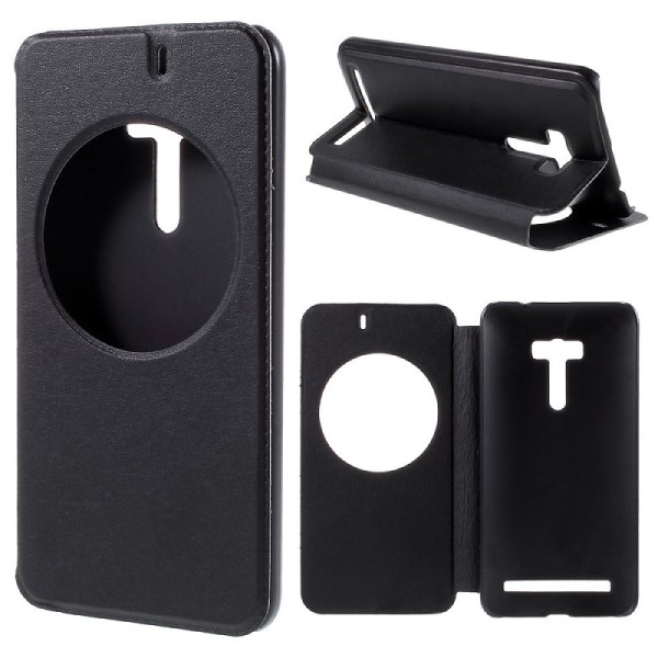 „Smart Window“ atvēramais ādas maciņš - melns (Zenfone Selfie)