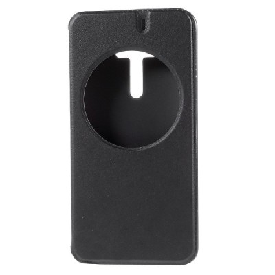 Asus Zenfone Selfie (ZD551KL) melns atvēramais Smart Window ādas maciņš / Vacins.lv