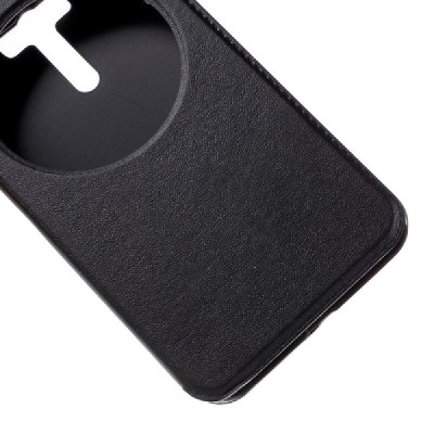 Asus Zenfone Selfie (ZD551KL) melns atvēramais Smart Window ādas maciņš / Vacins.lv