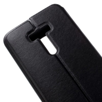 Asus Zenfone Selfie (ZD551KL) melns atvēramais Smart Window ādas maciņš / Vacins.lv