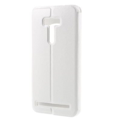 Asus Zenfone Selfie (ZD551KL) baltas odinis atverčiamas „Smart Window“ dėklas su langeliu / Priedai.lt