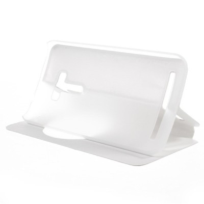 Asus Zenfone Selfie (ZD551KL) baltas odinis atverčiamas „Smart Window“ dėklas su langeliu / Priedai.lt