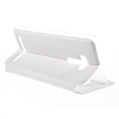 Asus Zenfone Selfie (ZD551KL) baltas odinis atverčiamas „Smart Window“ dėklas su langeliu / Priedai.lt