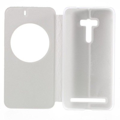 Asus Zenfone Selfie (ZD551KL) baltas odinis atverčiamas „Smart Window“ dėklas su langeliu / Priedai.lt