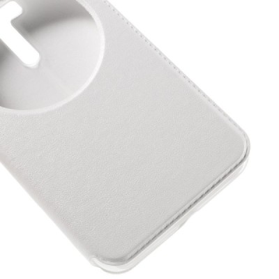 Asus Zenfone Selfie (ZD551KL) baltas odinis atverčiamas „Smart Window“ dėklas su langeliu / Priedai.lt